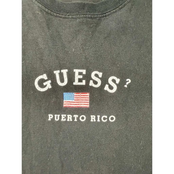 Vintage Guess‎ T Shirt Men M Puerto Rico Flag Logo Black Distressed USA Mexico - Picture 7 of 9